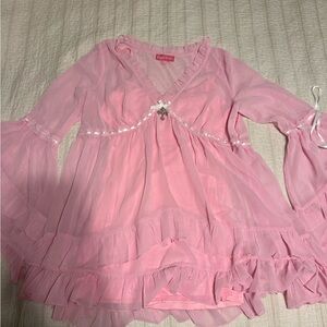 Sugar Thrillz Pink Sheer Ruffle Top